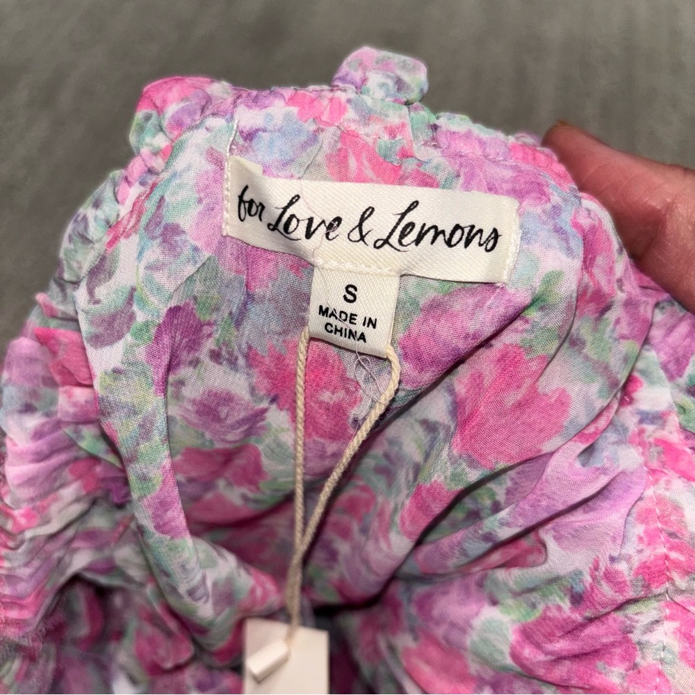 NWT For Love & Lemons Oakley Floral Print Puff Sleeve Corset Top Mini Dress Sz S - Picture 4 of 8
